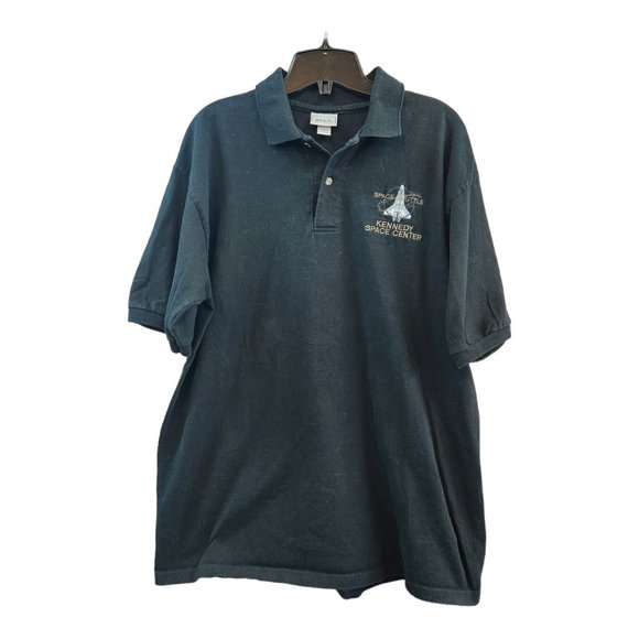 Anvil Kennedy Space Center Men's Polo Shirt Black - Size Large - Picture 1 of 3